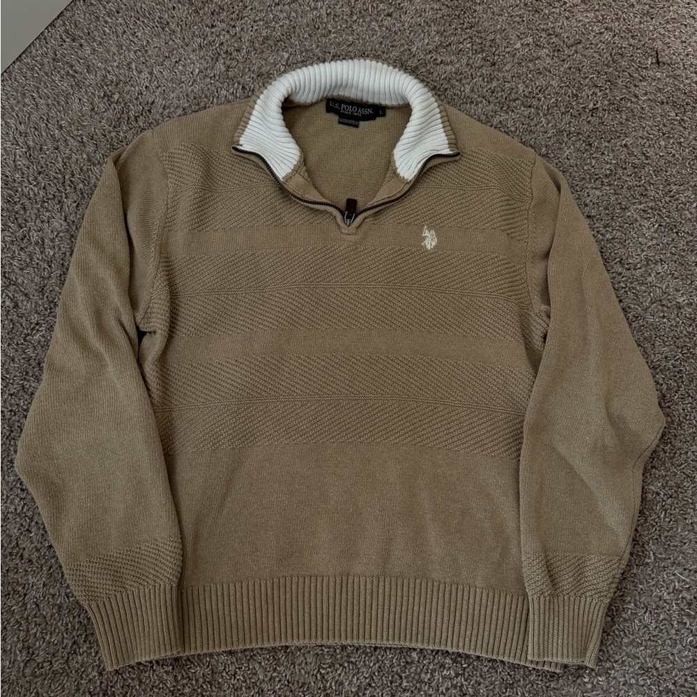 U.S. Polo Assn. Men's Tan Quarter-Zip